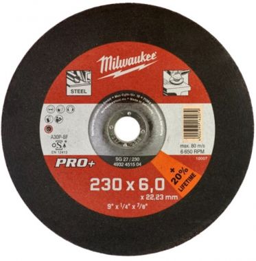 Шлифовальный диск по металлу SG 27/230x6 PRO+ 1шт MILWAUKEE 4932451504 ― MILWAUKEE